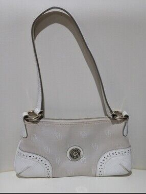 Vintage Dooney & Bourke White Shoulder Bag with Black Accents